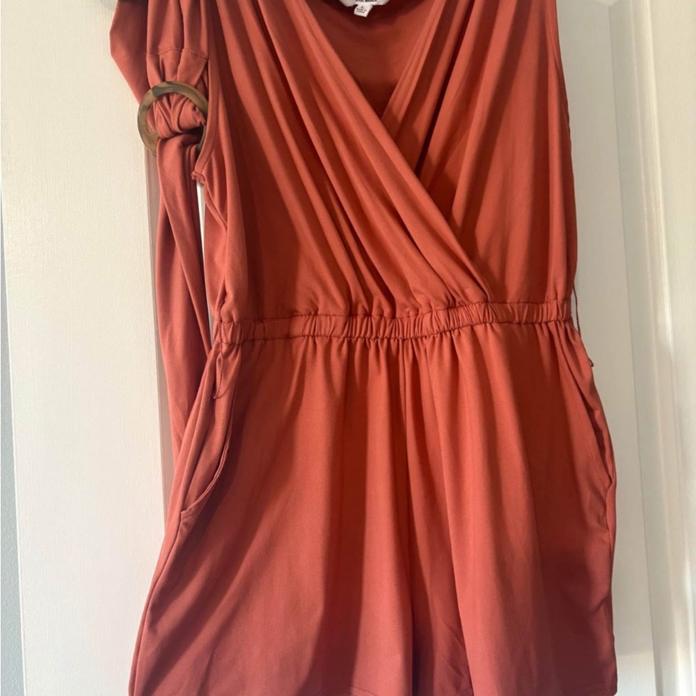 Rust Orange Wrap Romper
